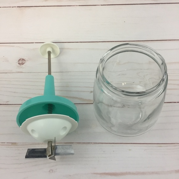 Vintage Food Nut Chopper Turquoise Teal Steel Federal Glass Housewares Manual - Picture 2 of 8